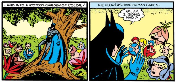 Batman und die Blumen mit Gesichtern
