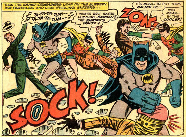 Batman prügelt sich durch Lautwörter.